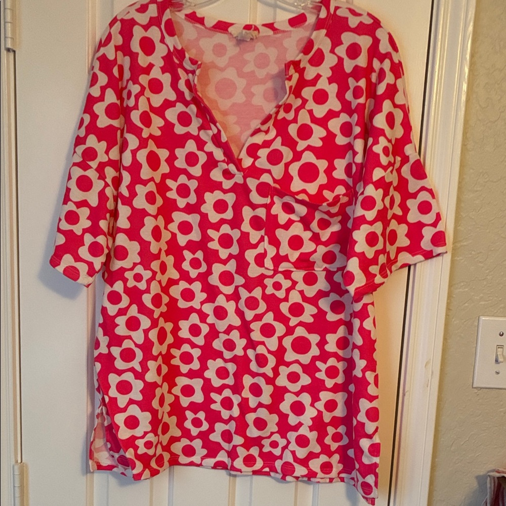 BiBi Pink and White Floral Blouse